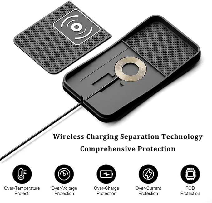 Car Wireless Charger Pad for Kia K4 2025, Type-C/USB 20W Fast Wireless Car Charger Pad Non-Slip Cordless Charging Mat,A-30cm Cable Type-C Plug