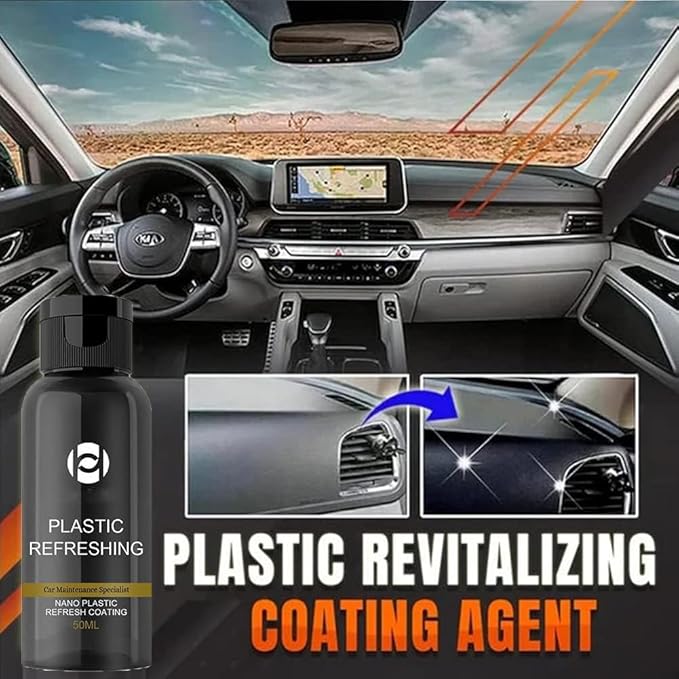 RJDJ Plastic Restorer for Cars, Trim & Exterior – Plastic Revitalizing Coating Agent, Restores Faded Plastic, UV Protection, Car Shine Refurbishing Solution (50ml-5pcs)
