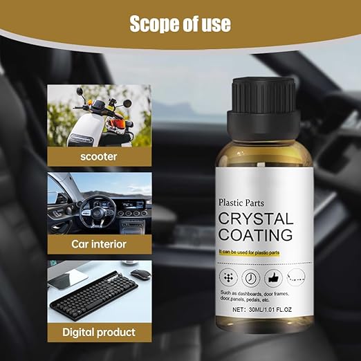 2025 Upgrade Crystal Coating for Car, Plastic Parts Crystals Coating, Plastics Parts Crystal Coating Plastic Restorer with Spong, Long Duration Refurbish Coatings Agent for Automotive Plastics (2Set)