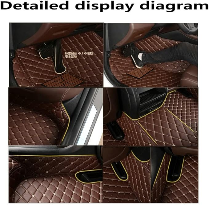 KaiLaiCarCustom Automotive Car Floor Mats for 99.99% Sedan SUV Sports Car Men Women Protection Full Coverage Pads Anti-Slip Leather Floor Lining (Red + Black Beige, C- Diamond Double Spelling)