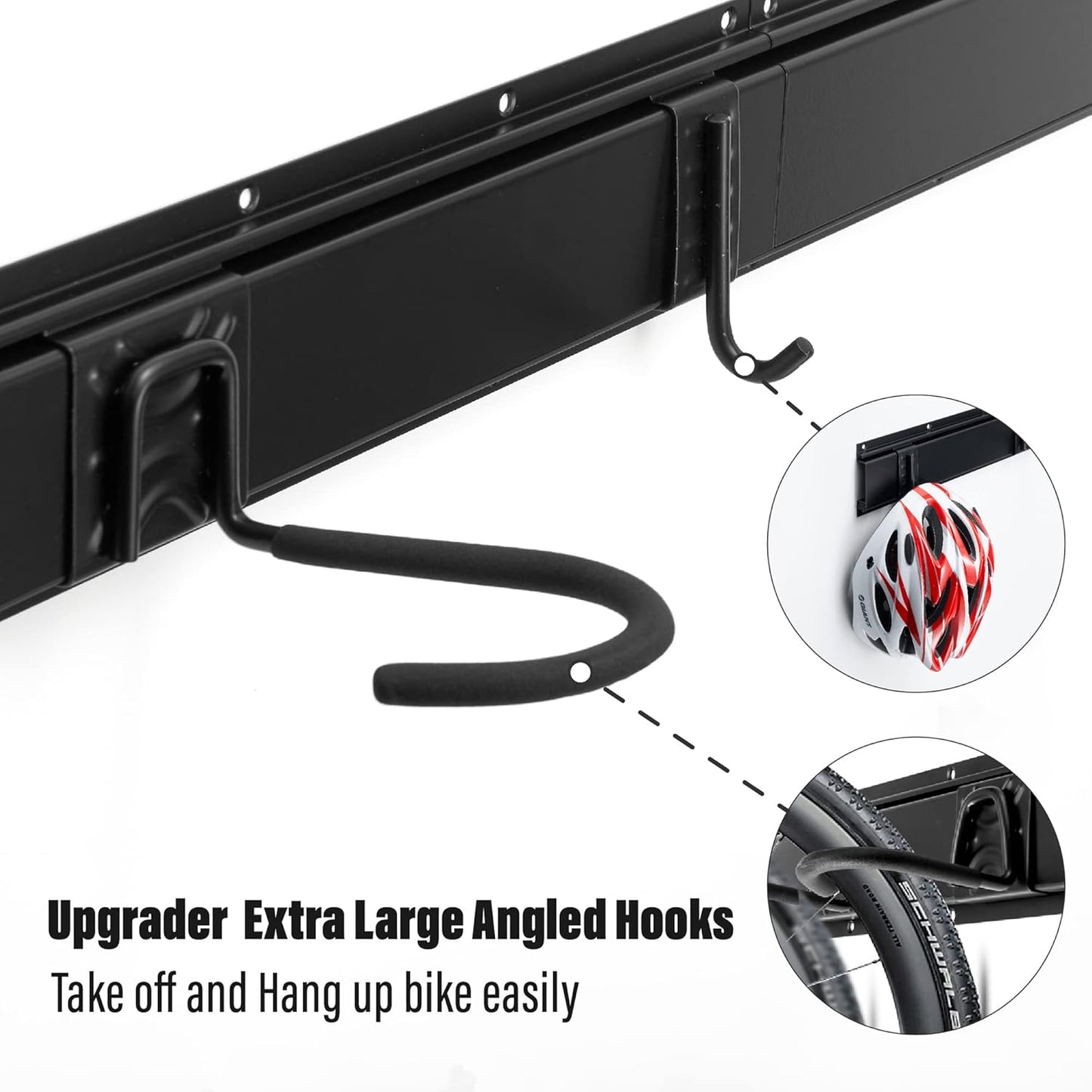 Sinoer Bike wall mount, Bicycle Wall Bracket for 6 Bike+6 Helmets, bike racks for Garage/Home, Vertical Cycling Hanger, Holder for Road Bicycles - 4 Rails