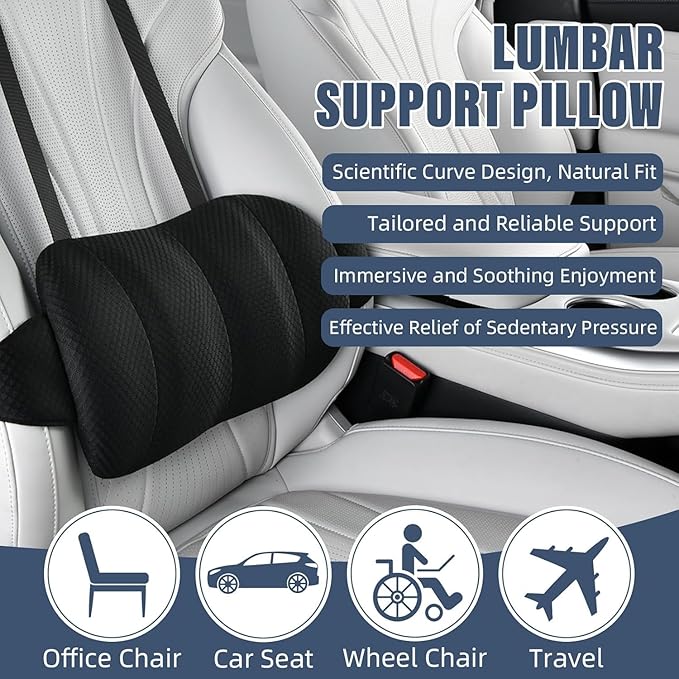 1 Piece Automotive Seat Lumbar Support Pillow for Chevy Chevrolet Suburban 2021-2024 2025 2026, Driving Lower Back Cushion Ergonomic Orthopedic Posture Rest