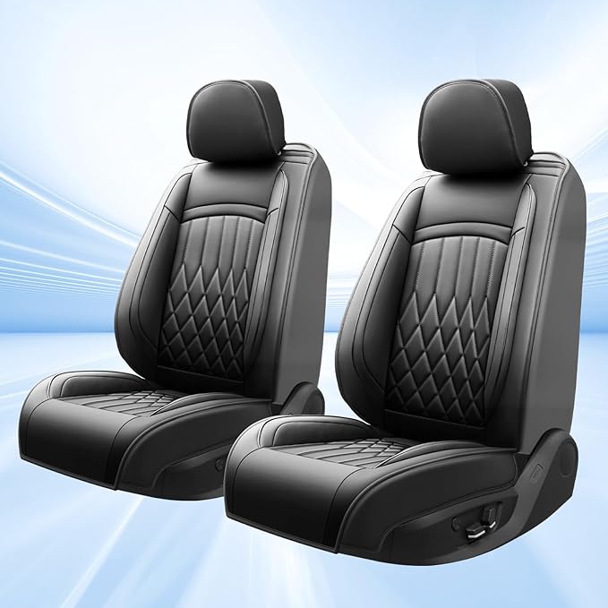 Fit Ioniq Car Seat Covers for Hyundai Ioniq 2017-2026 - Premium Leather, Waterproof, All-Weather, Airbag Compatible, Breathable, Easy Install,Only 2 Front seat Covers, Black