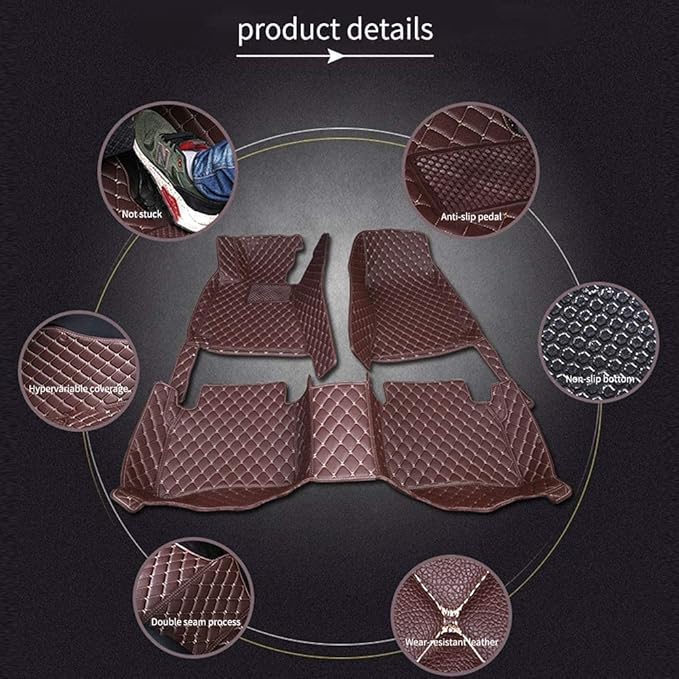 Custom Car Floor Mats for 96% Sedan SUV Sports Car Protection Full Coverage Pads Anti-Slip Leather Floor Lining All Weather Car Floor Mats (Beige and Purple)