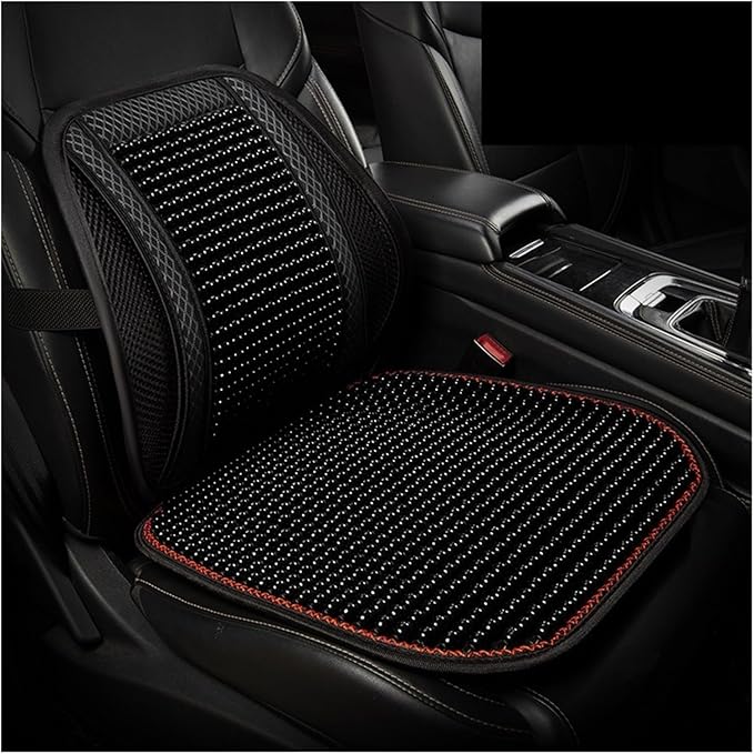 Car Seat Chair Back Cushion for Toyota RAV4 Prime 2025, Wooden Beads Ventilate Mesh Lumbar Brace Strong Durable Relieve Fatigue Summer Interior Accessories,C-Seat pad
