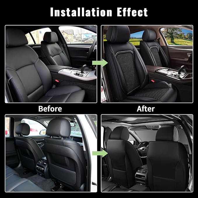 Car Seat Covers Front Seats for Toyota Avalon 2001-2025 2026 - Breathable Cooling Ice Silk Leather Seat Cover - 2 Seats for Toyota Avalon Accessories (Black)