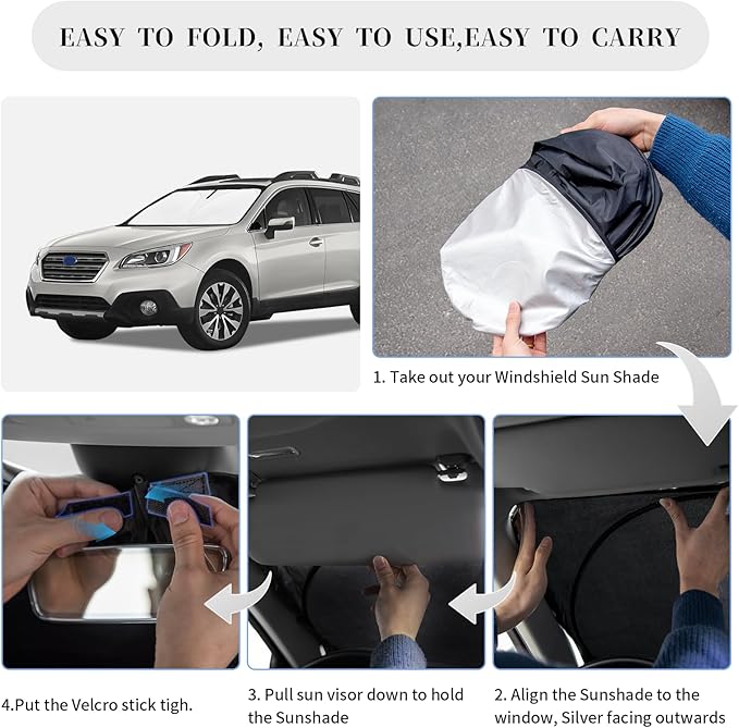 Sun Shade Sunshade for Subaru Outback Windshield Cover, 4-Layer Front Window Shade Custom fit Outback 2014-2019 SUV, Base,Premium,Limited,Touring Sun Visor 240T Shade Blocks UV Rays Car Accessories