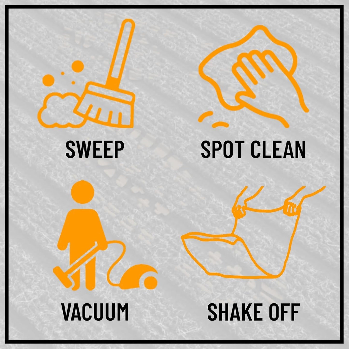 Ottomanson 2' x 43' Hallway Runner with Scraper Pile Extra Durable Non-Slip Rug Mat for Indoor & Outdoor Use - Ideal for Kitchen, Entryway, Patio & Garage - High-Traffic Carpet, Black