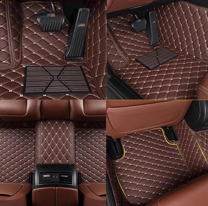 Custom Personalized Floor Mats for Cars,Luxury Full Coverage All Weather Car Floor Mats,Anti-Slip Leather Car Mat Set ,Custom Floor Mats for 99% of Cars, Trucks & SUVs (3D Green and Black)
