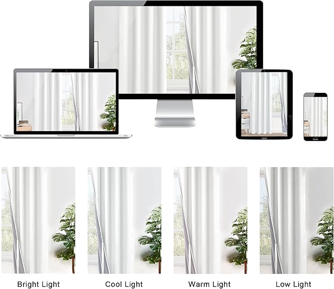 XWZO 100% Blackout Window Curtains - Thermal Insulated & Completely Room Darkening Black Liner Window Treatment with Tiebacks for Bedroom/Living Room, Ivory, W60 x L84, Set of 2 Panels