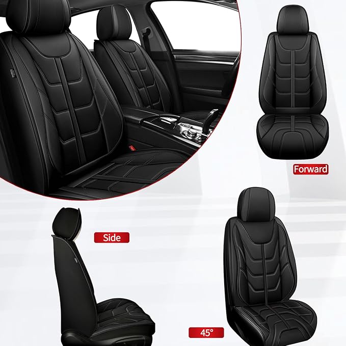 TTX LIGHTING Car Seat Covers fit for Honda Accord 2003-2017 Front Seat: Premium Leather Automotive Seat Cover with Airbag Compatible Waterproof (2 Seats, Black)
