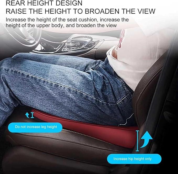 Memory Foam Car Seat Cushion for BMW X5 G05 2018-2023, Wedge Booster Lumbar Support Pad for Drivers Office with Non-Slip Base,Red-4cm