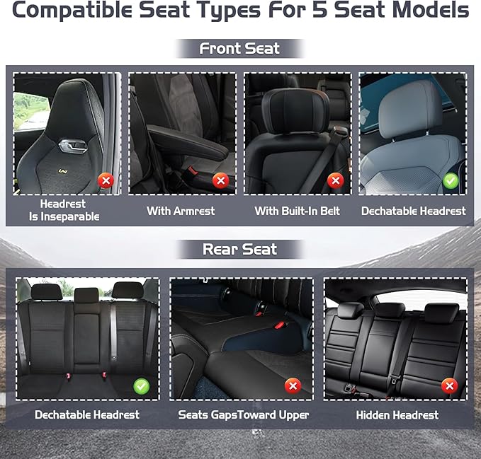 Truck Seat Covers for Ford Ranger 2019-2026, Waterproof Premium Leather Full Coverage Car Seat Covers, Muscle Sport Style Auto Interior Seat Cover Sets (Full Set/Black)