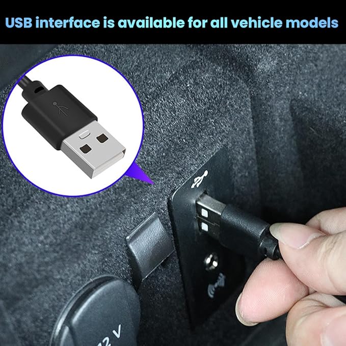 BESULEN Car Interior LED Lights, Automotive Ambient Neon Light Kit with USB Port, Car Accessories, Gifts for Men and Women, 4 in 1 Decoration Lights for Car, Garden, Home, Party(Blue)