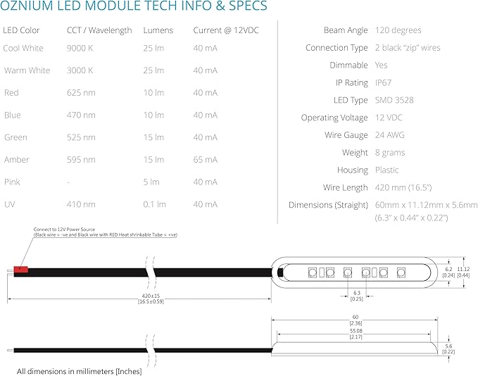 Oznium LED Modules (Straight Chrome, Pink LED)