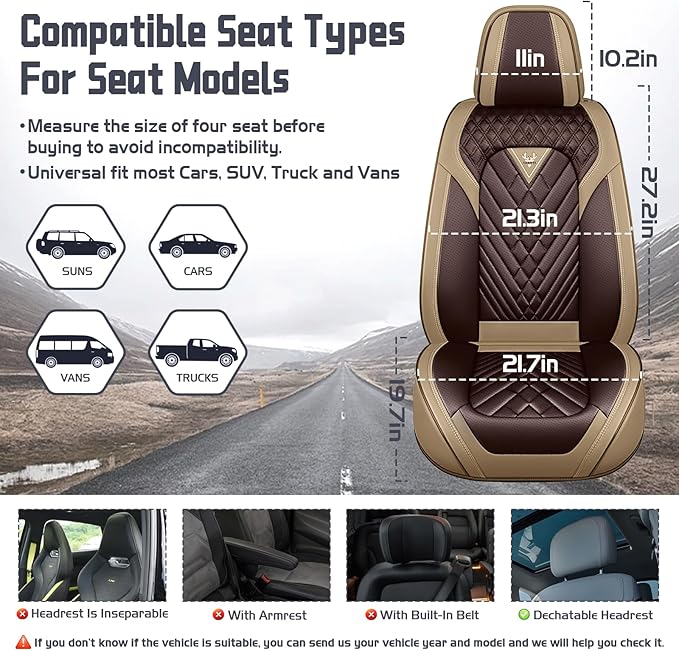 Truck Seat Covers for Nissan Frontier 2009-2026, Waterproof Premium Leather Full Coverage Car Seat Cover, Muscle Sport Style Auto Interior Seat Cover Sets (Front Set/Brown Coffee)