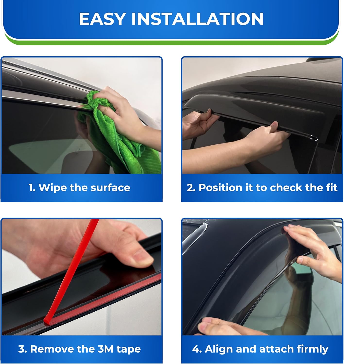 KPY Window Visor Compatible with Lexus RX300 1999-2003, 4PC Rain Guard Side Window Vent Deflectors Tape-On Style, 1999 2000 2001 2002 2003