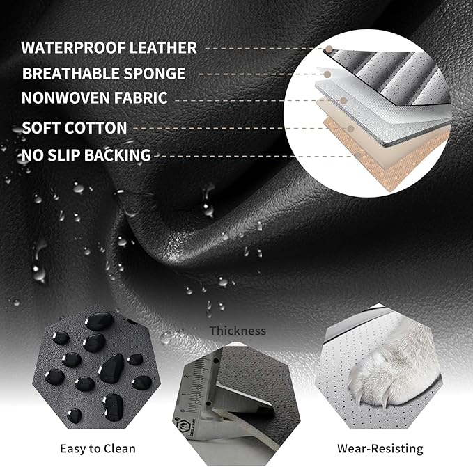 Car Seat Covers Full Set Fit for Toyota Corolla 2000-2026, Premium Faux Leather Car Seat Protector,Breathable Anti-Slip Full Wrapping Edge Seat Covers(Black&Gray,Full Set)