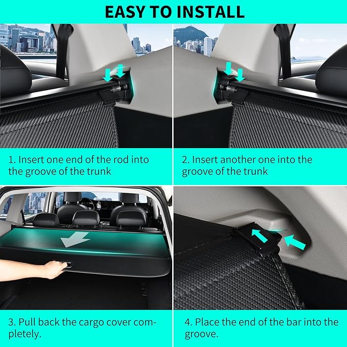 Tecoom Cargo Cover fit for Toyota RAV4 Accessories 2019-2024, Retractable Rear Trunk Cover Luggage Security Shade, Anti-Peeping Privacy Screen Protector, Carbon Fiber Texture
