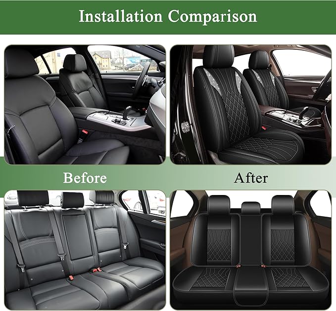 Bling Diamond Embroidered Seat Covers for Toyota 4runner 2003-2025 2026, Full Set 5 Seats, Sparkle Rhinestone Breathable Perforated Faux Leather Car Seat Covers for Women (Black)