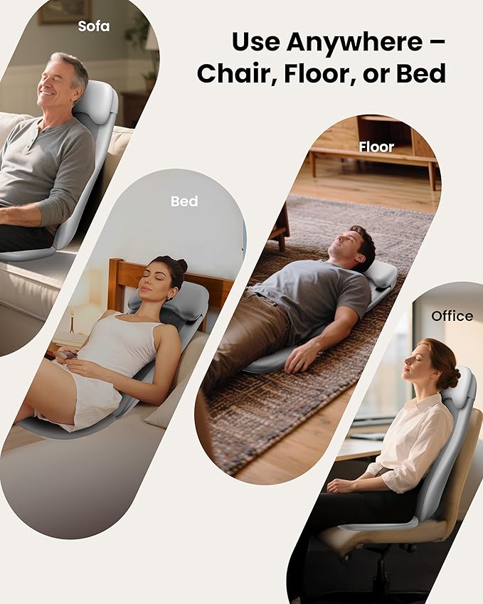 COMFIER Shiatsu Back Massager with Heat, Deep Tissue Kneading Chair Massager with Vibration, 2D/3D Shiatsu Massage Seat Cushion, Full Back Massage Chair Pad