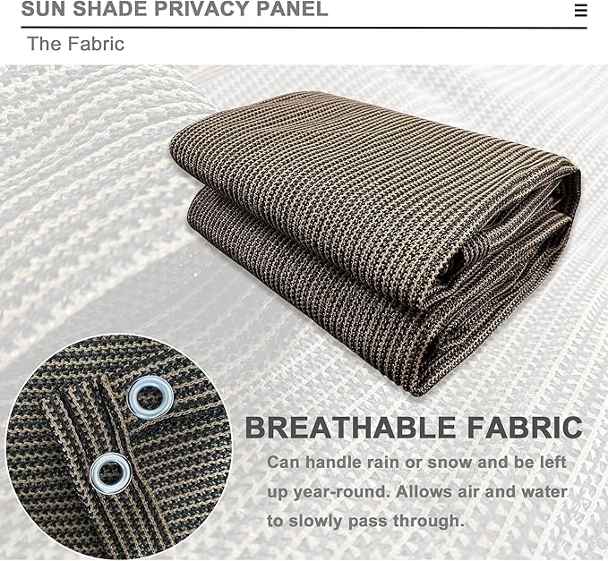 Alion Home Sun Shade Privacy Panel with Grommets and Hems on 4 Sides for Patio, Awning, Window, Pergola or Gazebo - Mocha Brown (12' x 10')