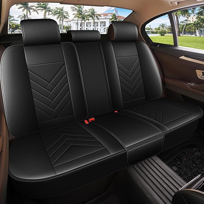 AOMSAZTO Car Seat Cover for Chevrolet Chevy Tahoe 2011-2025 2026 Full Set - Waterproof Faux Leather Seat Protector, Non Slip Car Seat Cushion, Interior Seat Covers Automotive Accessories - Black