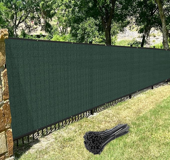 Windscreen4less Privacy Fence Screen Heavy Duty Windscreen Fencing Mesh Fabric Shade Net Cover with Brass Grommtes for Outdoor Wall Garden Yard Pool Deck, 8'x229' Green