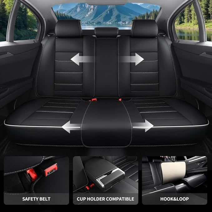 Car Seat Covers Full Set Custom Fit for Chevy Blazer 2019-2026-Luxury Leather with Lumbar Support, Breathable, Waterproof, Anti-Slip, Durable, Easy to Install (Black&White,Full Set)