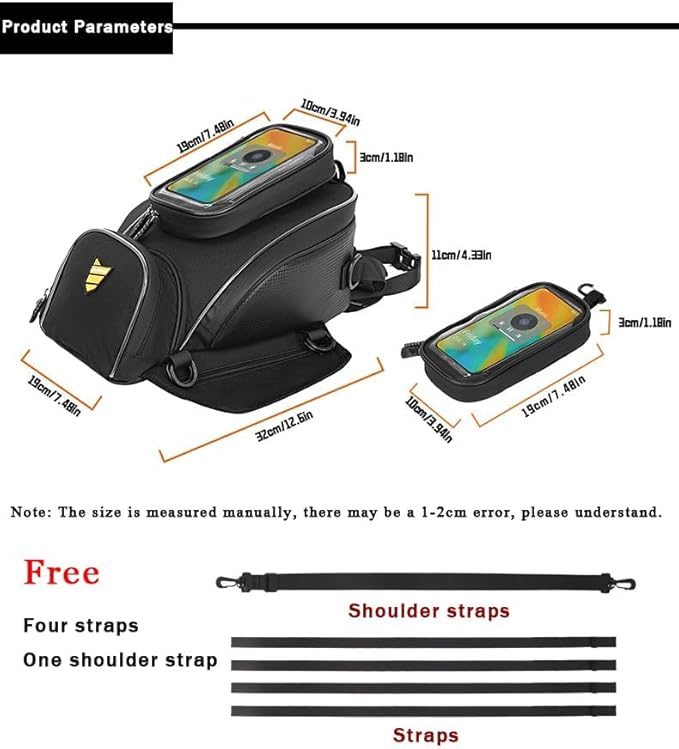 Motorcycle Tank Bag for Harley Davidson Pan America 2020-2024, Magnetic & Strap Mount Tank Bag for Motorcycles, Motorcycle Touring Navigation Luggage Bag Tank Bags,A Strap
