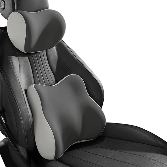 Car Headrest Pillow & Lumbar for Audi S3 (8V) Sedan 2013-2020, Car Seat Neck Pillow Back Support, Breathable All-Season Automotive Seat Cushions, 2PCS,C Dual Gray