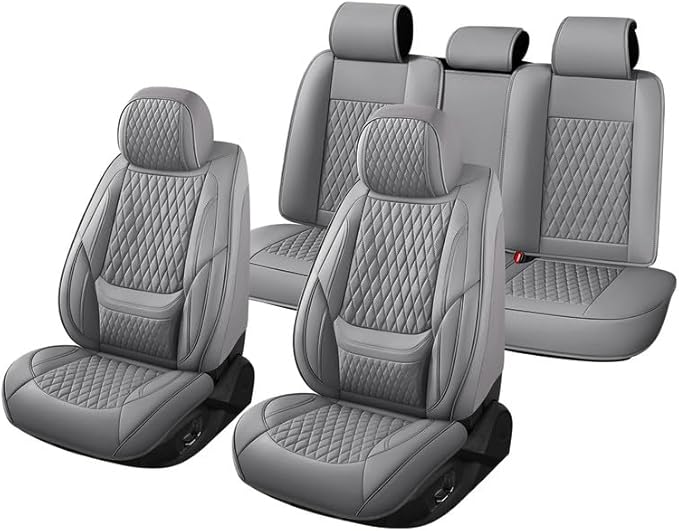 Car Seat Covers Full Set Custom Fit for Ford Edge 2007-2026 - Premium Faux Leather with Lumbar Support | Breathable, Waterproof, Anti-Slip, Durable (Gray,Full Set)