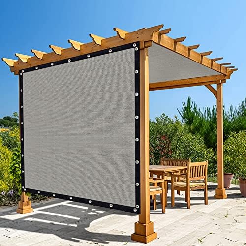 Amagenix 90% Shade Fabric 5'X 12' Gray Sun Shade Cloth with Grommets for Pergola Replacement Shade Cover Canopy, Heavy Duty, Cable Zip Ties Included (We Customized)
