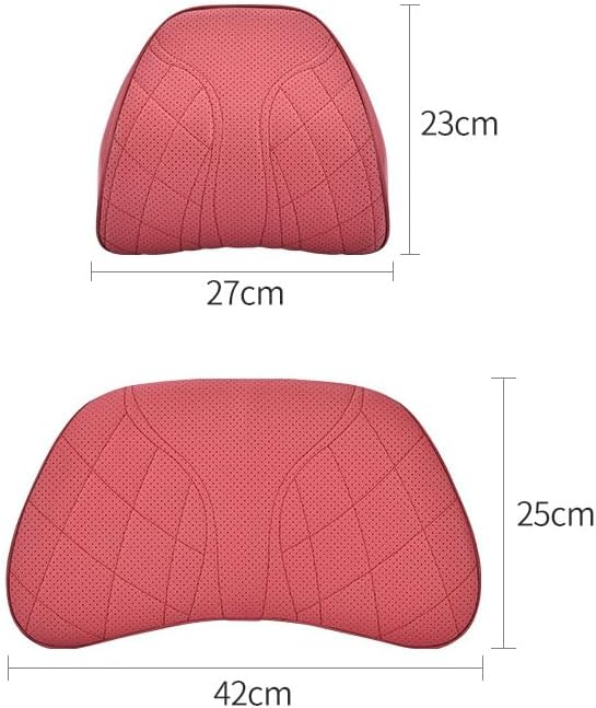 for Chevy Silverado 2007 2008 2009 2010 2011 2012 2013 Leather Car Seat Headrest Lumbar Cushion, Lumbar Support Pillow for Car,for Driving Traveling Relieving Neck Fatigue,3-D Red