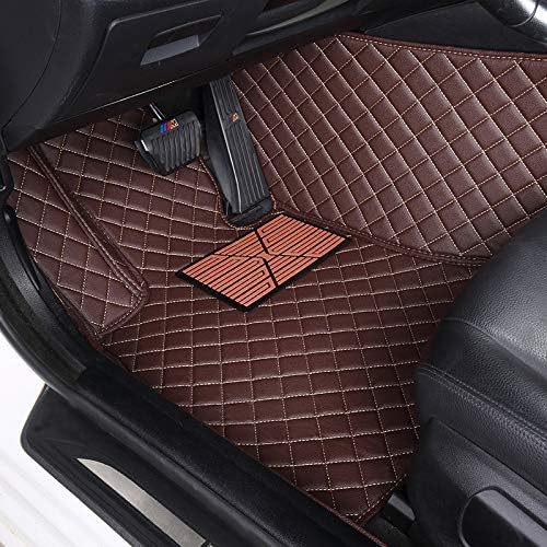 Custom Floor Mats for Cars fit 95% Sedan SUV Sports Car Full Coverage All Weather Men Women Pads Protection Non-Slip Leather Floor Liners (Black and Yellow Stitching)