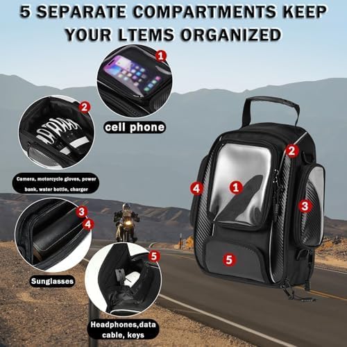 Motorcycle Tank Bag for BMW G310GS G310R G310 RG 310 GS G 310R, Magnetic & Strap Mount Tank Bag for Motorcycles, Motorcycle Touring Navigation Luggage Bag Tank Bags, B Magnetic