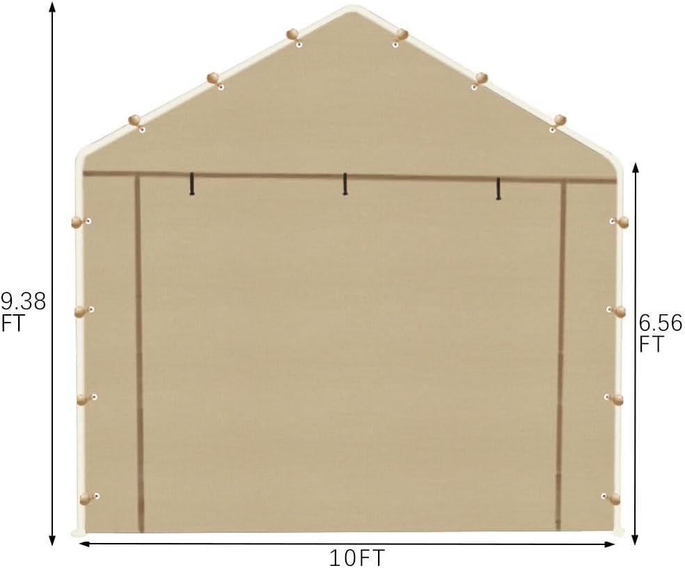 10 * 20 FT Carport Replacement Tarp Canopy, Sidewall kit Panel Set of 4, 180G PE Waterproof & UV Protected Replacement Sidewall Cover, Beige