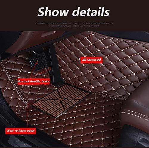 Custom Floor Mats for Cars，Luxury Full Coverage All Weather Car Floor Mats，Leather Car Mat Set ， Floor Mats for 99% of Cars, Trucks & SUVs (Border Wine red, Medium Black Rice)