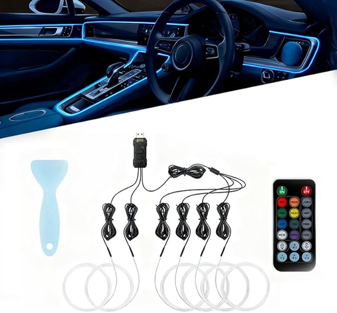 Car LED Lights Interior for Acura TSX 2010–2014, 6 in 1 Ambient Lighting Kit with Remote Control, Car USB LED Strip Lights with Sync to Music, for Cars Trucks SUVs, 8m