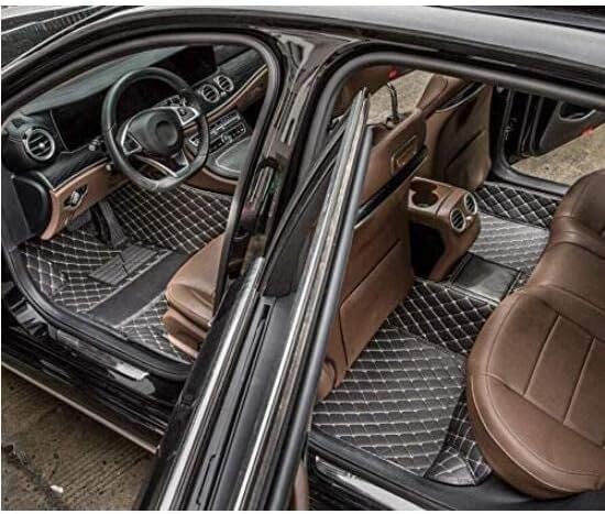 Custom Car Floor Mat Compatible with 97% Car Models Luxury Leather All Weather Waterproof Anti-Skid Full Coverage Car Mats (Wine)