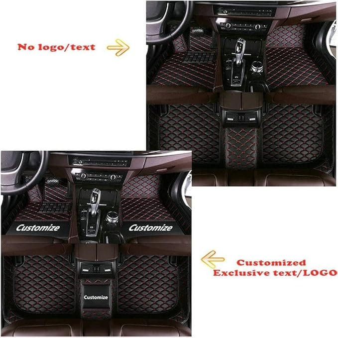 Custom Making Car Floor Mats Protection Pads for 99% Sedan/Coupe/Hatchback/SUV/Pickup Men Women Car Floor Mats Coverage Pads Anti-Slip Leather Floor Lining (Yellow+Black Beige)