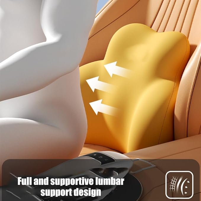 Car Lumbar Support Pillow for Tesla Cybertruck 2025 Memory Foam Back Support Cushion Breathable Car Seat Lumbar Pad Accessories,Grey