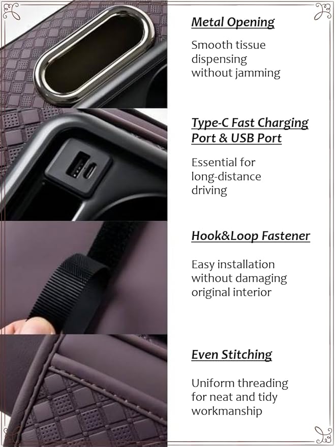 2026 Enhanced Car Center Console Armrest Cushion with USB& Type-C Charging, PU Leather Console Pad with Cup Holders, Storage& Tissue Outlet for Most Vehicles (Sloped Version, Light Beige)