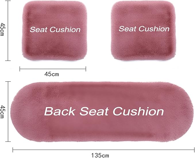 Plush Car Seat Cushion, Soft Warm Fuzzy Faux Rabbit Fur Fluffy Plush Auto Seat Cover Vehicle Car Front and Back Seat Protector Pad with Non-Slip Backing Cushion Interior Universal Fit (Grey,Front*1)