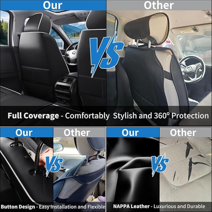Car Seat Covers Custom Fit for Chevrolet/Chevy Colorado 2015-2026 , Premium Faux Leather Waterproof Car Seat Protectors with Lumbar Support, Breathable Anti-Slip Easy to install(Black&White,Full set)