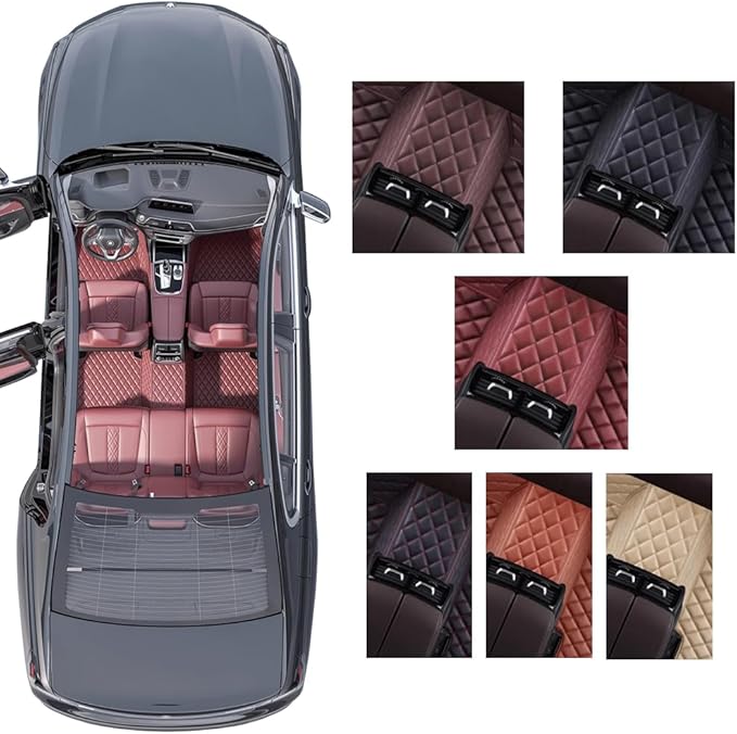 Custom Personalized Floor Mats for Cars，Luxury Full Coverage All Weather Car Floor Mats，Anti-Slip Leather Car Mat Set ，Custom Floor Mats for 99% of Cars, Trucks & SUVs (Purple)