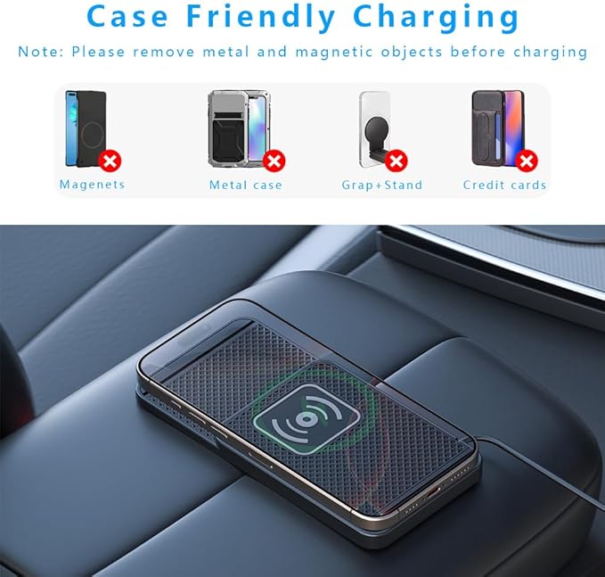 Wireless Charging Pad for Car for Honda Civic(Hatchback) Fit 2000-2026, Non-Slip Type C/USB 20W Fast Phone Charging Pad DIY Trim-to-Fit No Interior Damage,A&USB