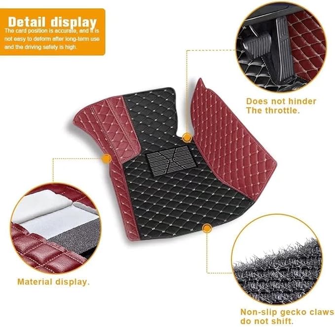 Custom Making Car Floor Mats Protection Pads for 99% Sedan/Coupe/Hatchback/SUV/Pickup Men Women Car Floor Mats Coverage Pads Anti-Slip Leather Floor Lining (Beige+Black Beige)