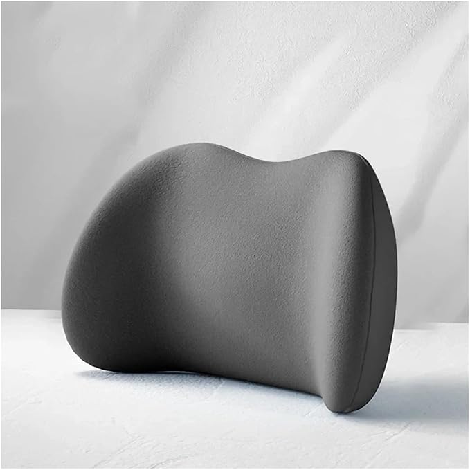 Memory Foam Car Neck Pillow & Waist Cushion - Soft fit for Seat Headrest & Lumbar Support for Comfort(Hb-Black 1set)