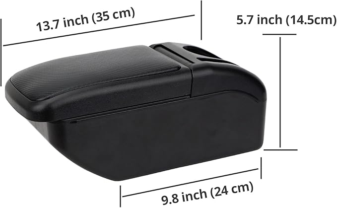 AULPHIKE Compatible with Ford Fiesta Armrest 3 2011-2018 Car Center Console Organizer Armrests Double Layer Storage with USB Ports（Carbon Fiber Style）